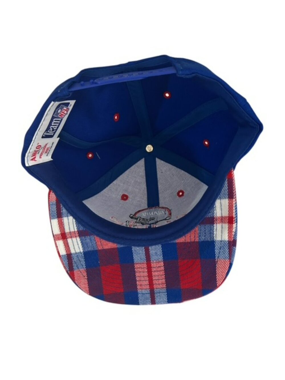 Vintage New York Giants NFL Annco Otto 90s Snapback Trucker Hat Cap Plaid Bill - Picture 8 of 8